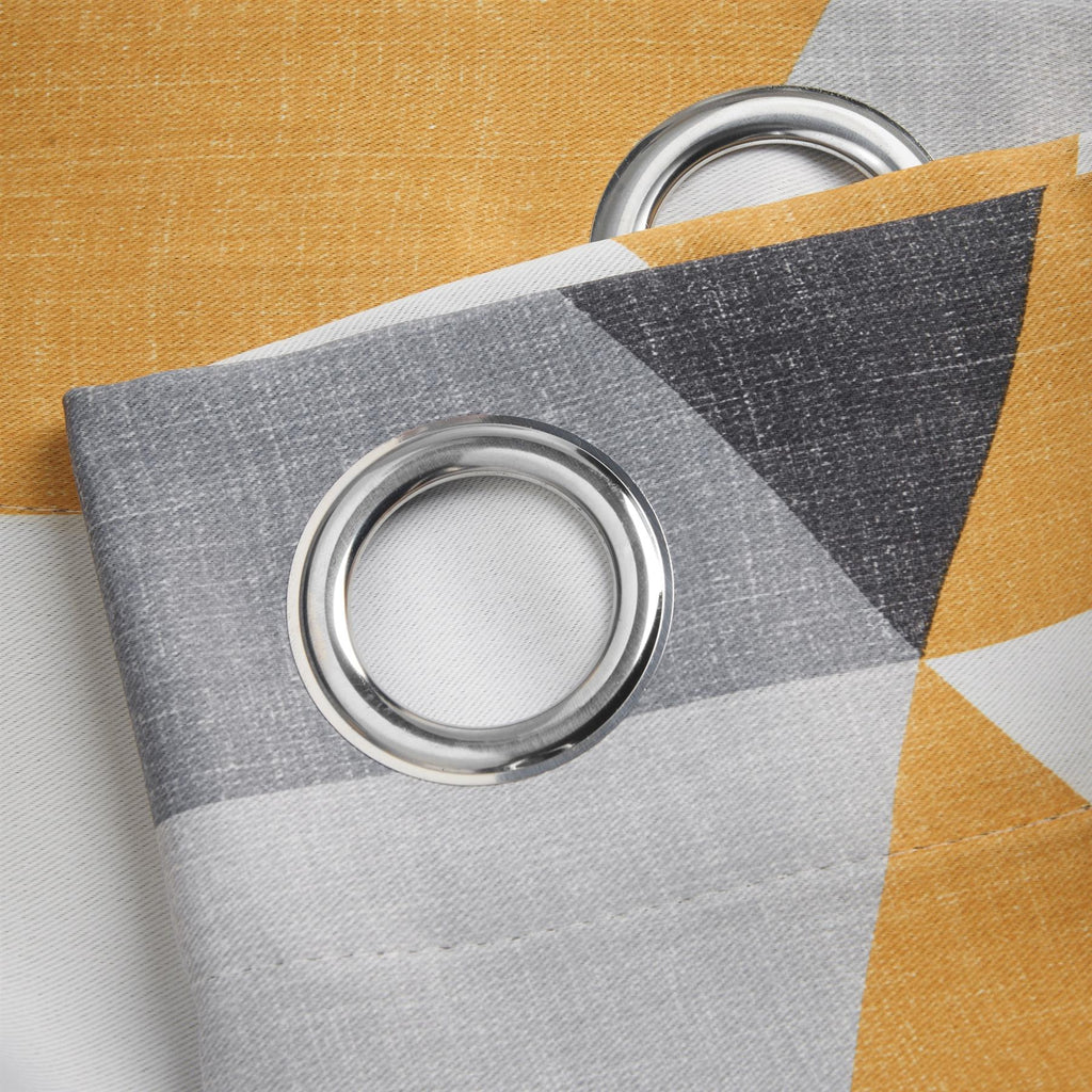 Malmo Geometric Blackout Eyelet Curtains in Ochre