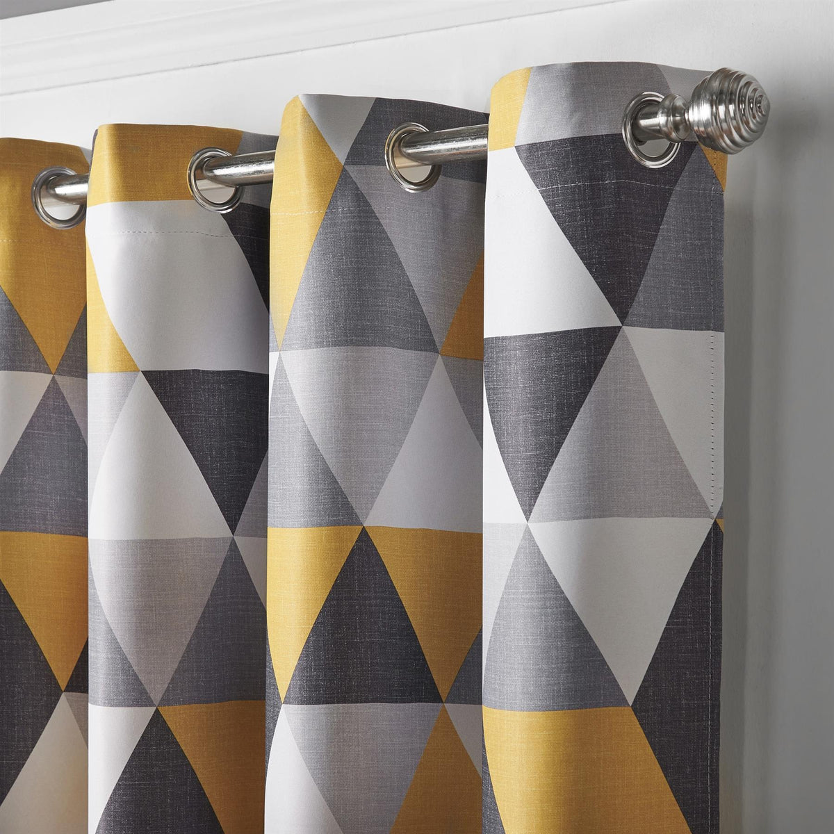 Malmo Geometric Blackout Eyelet Curtains in Ochre