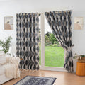 Matrix Metallic Diamond Jacquard Lined Eyelet Curtains in Charcoal/Silver