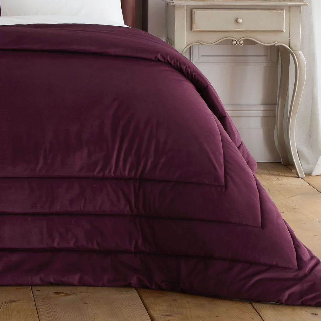 Soiree Melanie Velvet Bedspread in Berry 150 x 220cm