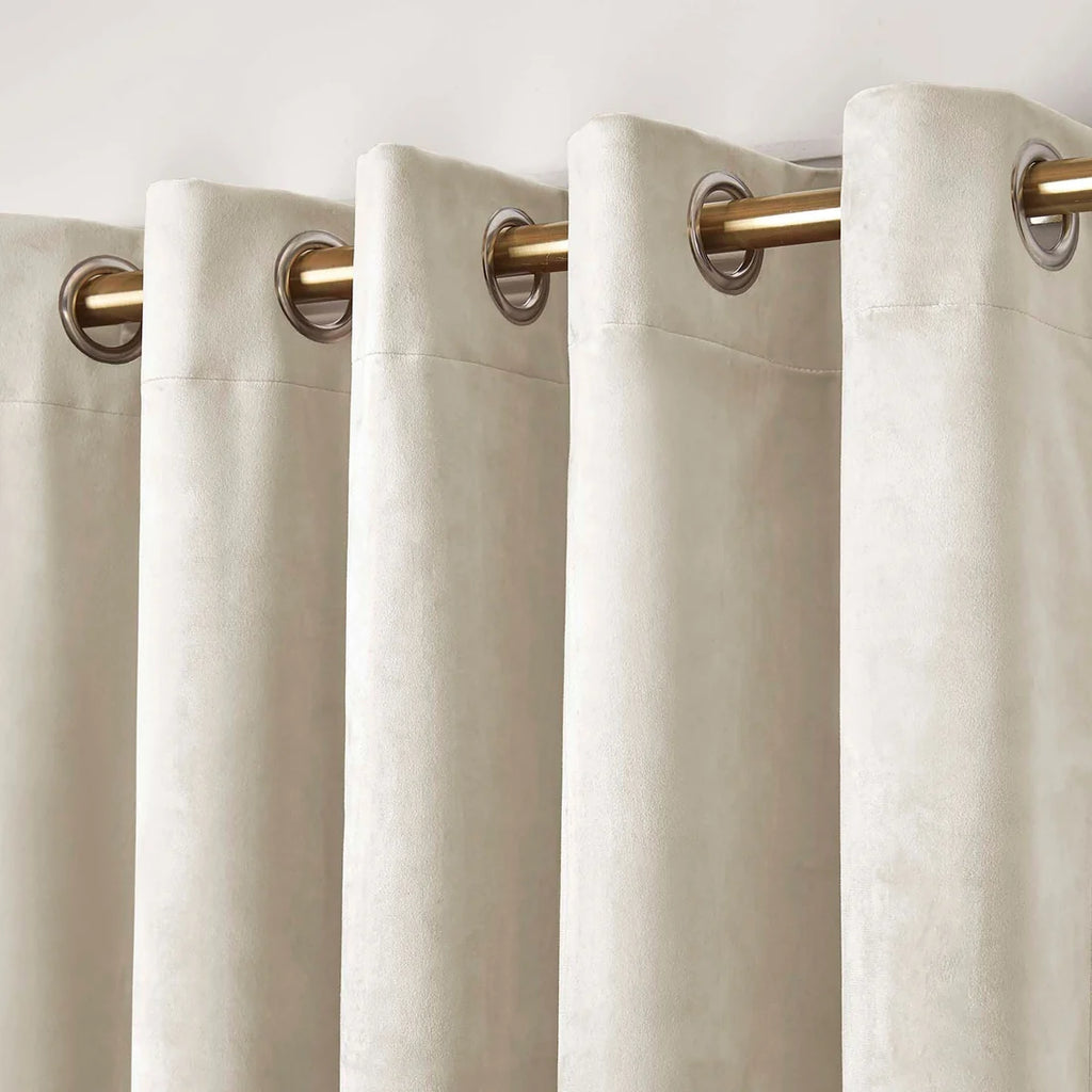 Laurence Llewelyn-Bowen Montrose Blackout Velvet Eyelet Curtains in Ivory
