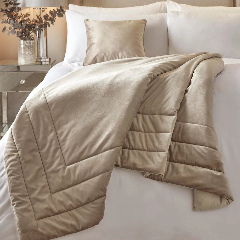 Soiree Melanie Velvet Bedspread in Linen 150 x 220cm