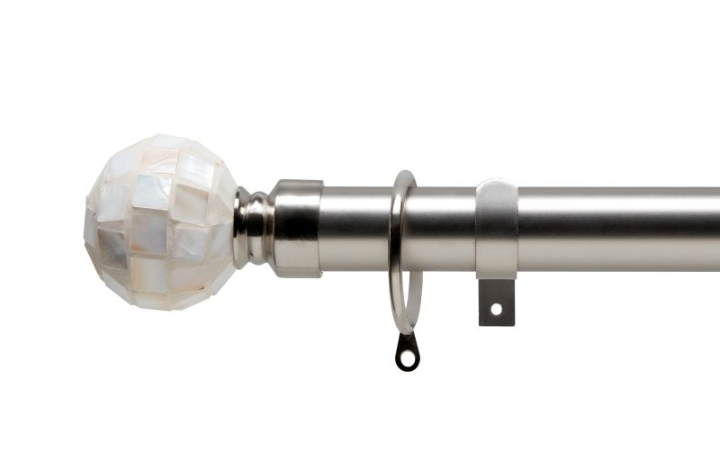Mother of Pearl Extendable Brushed Satin Curtain Pole Set