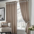 Palace Diamante Thermal Blackout Eyelet Curtains in Beige