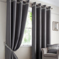 Palace Diamante Thermal Blackout Eyelet Curtains in Silver
