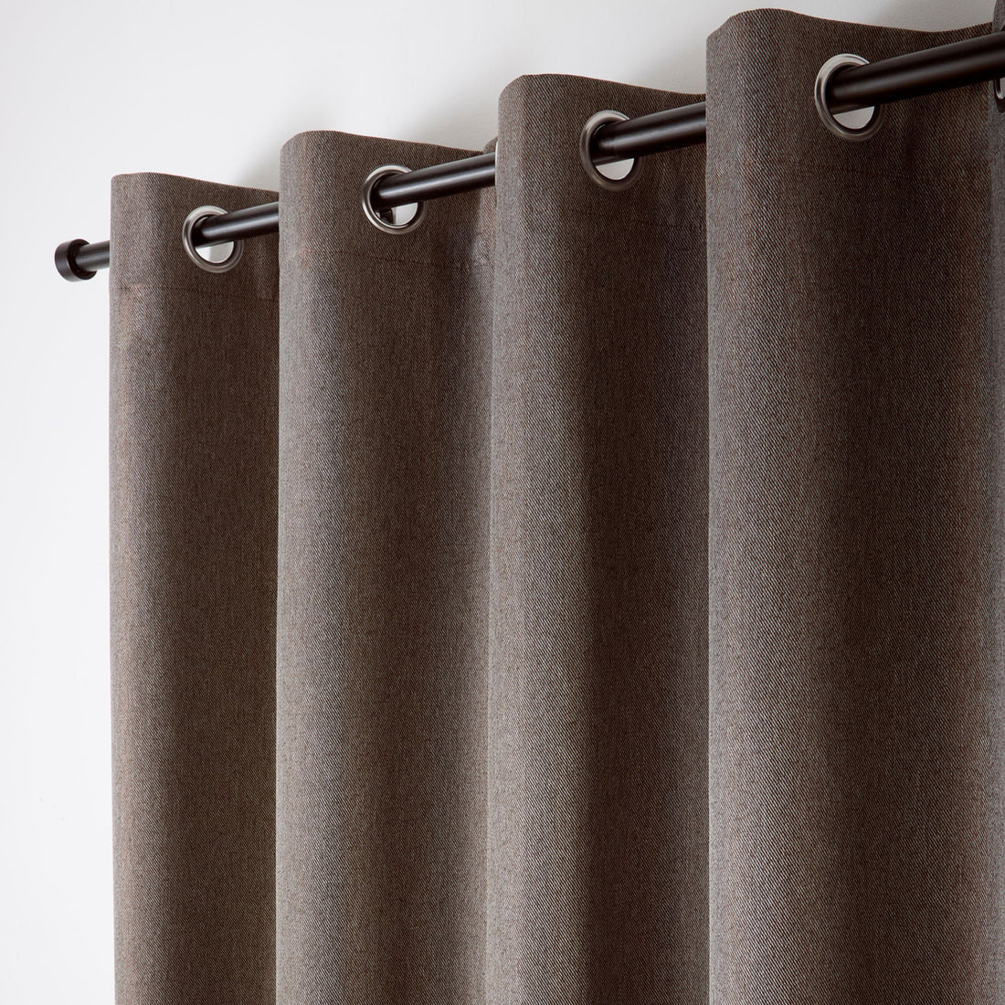 Curtina Plain Twill Blackout Eyelet Curtains in Chocolate