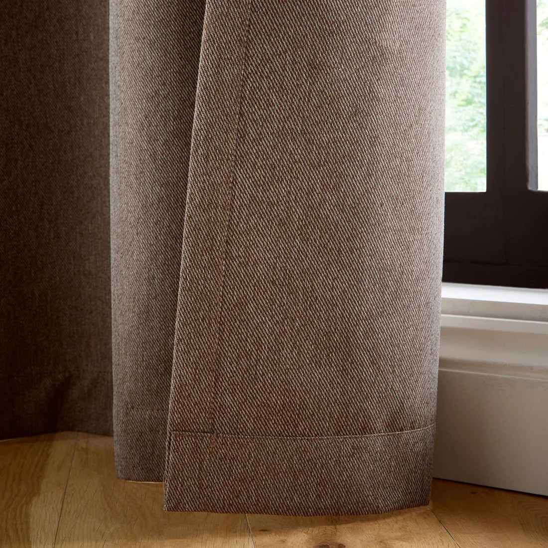 Curtina Plain Twill Blackout Eyelet Curtains in Chocolate