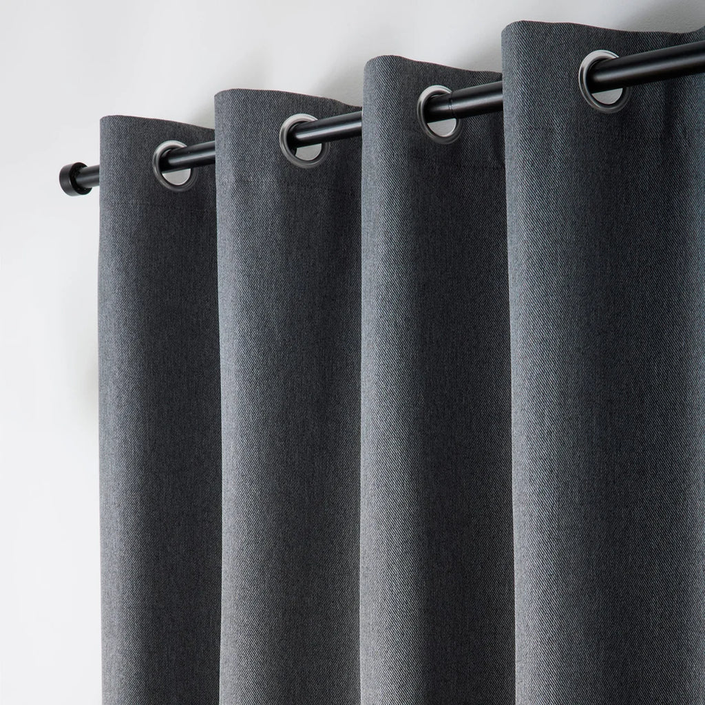 Curtina Plain Twill Blackout Eyelet Curtains in Charcoal