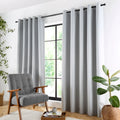Curtina Plain Twill Blackout Eyelet Curtains in Silver