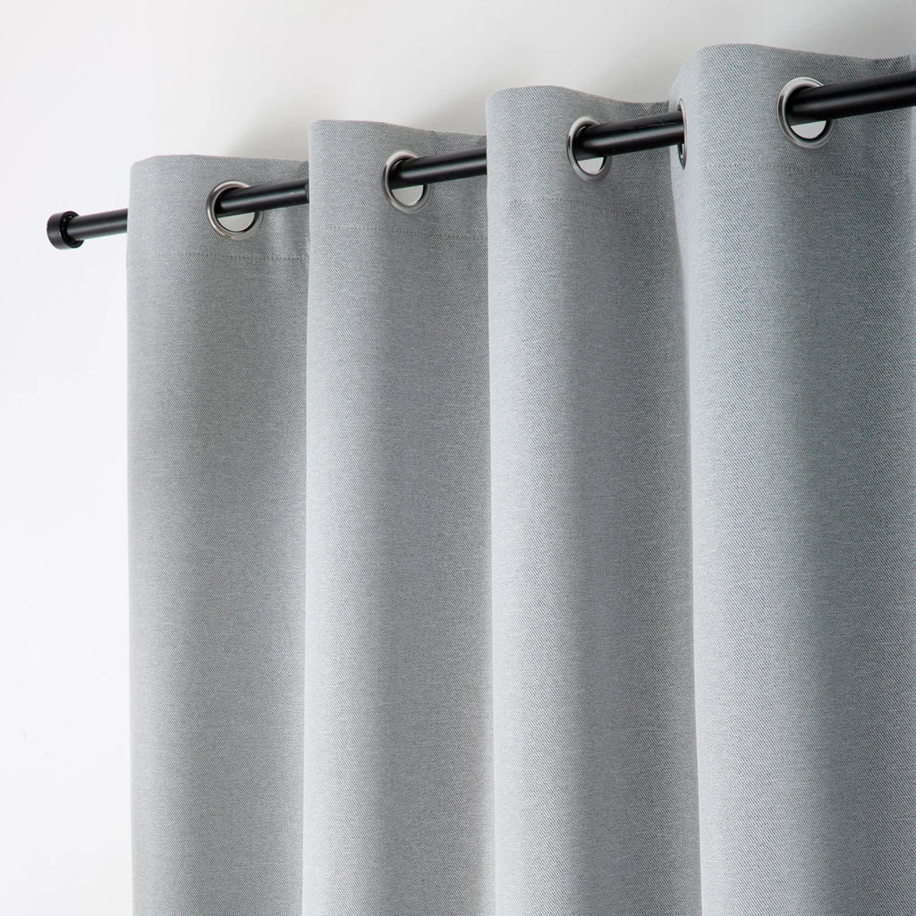 Curtina Plain Twill Blackout Eyelet Curtains in Silver