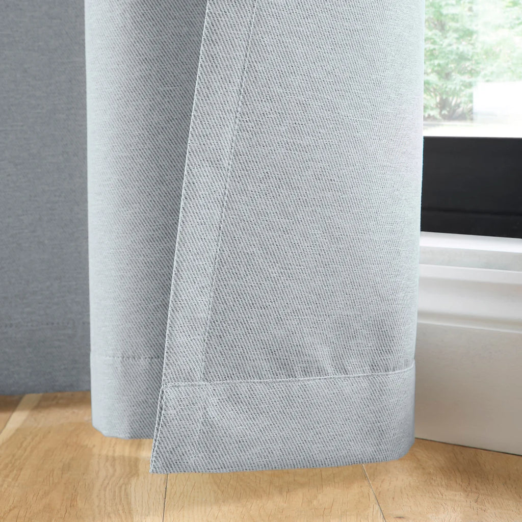 Curtina Plain Twill Blackout Eyelet Curtains in Silver