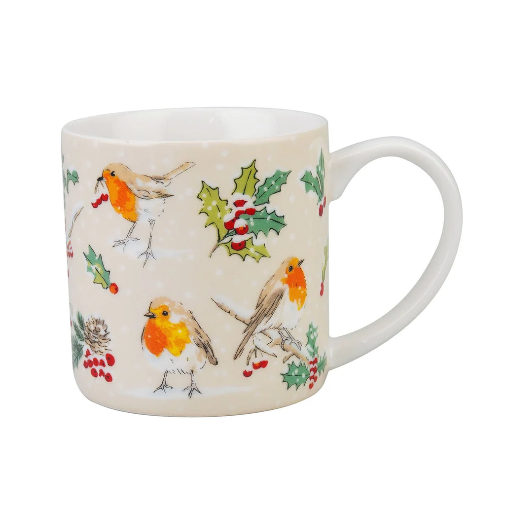 Ulster Weavers Christmas Robins Bone China Mug in Green