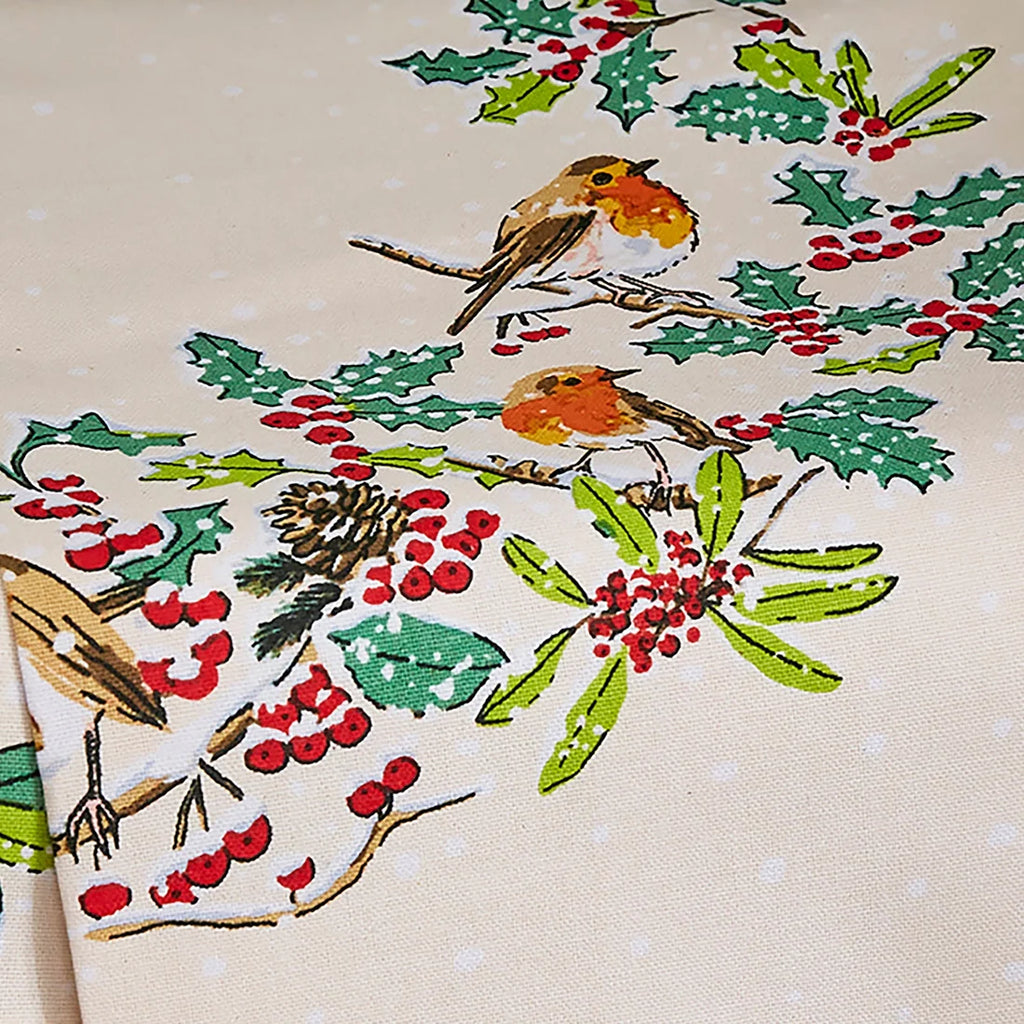 Ulster Weavers Christmas Robins Cotton Tea Towel in Green