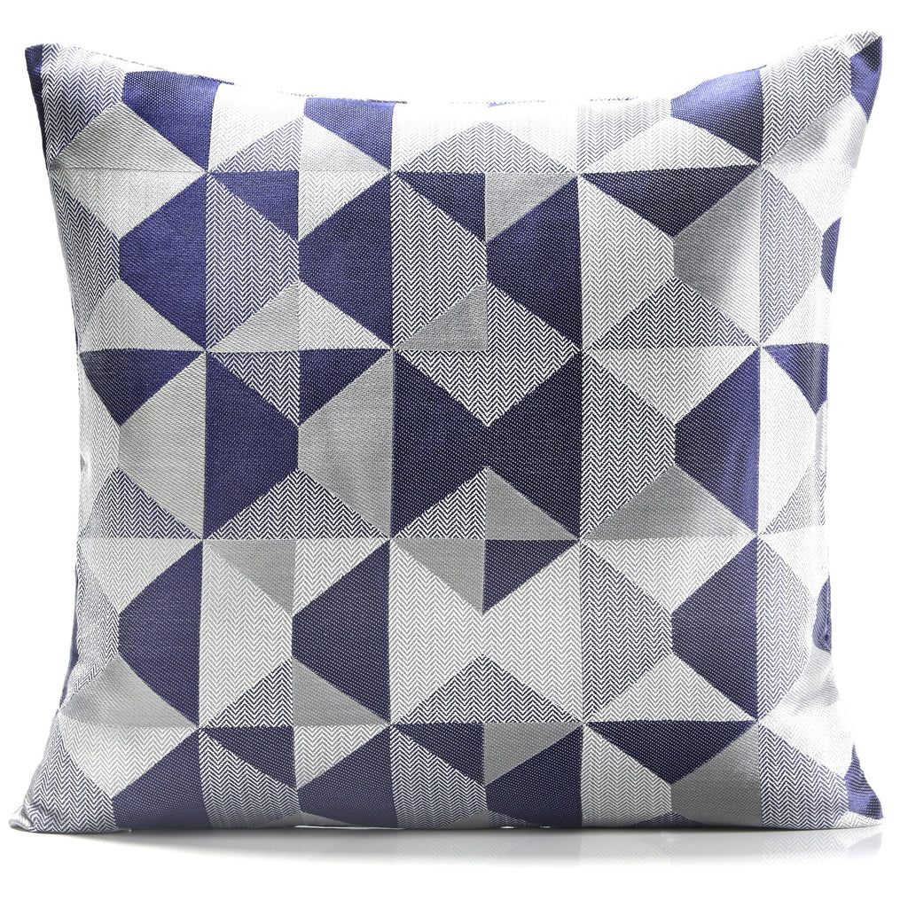 Skandi Geometric Jacquard Cushion in Navy