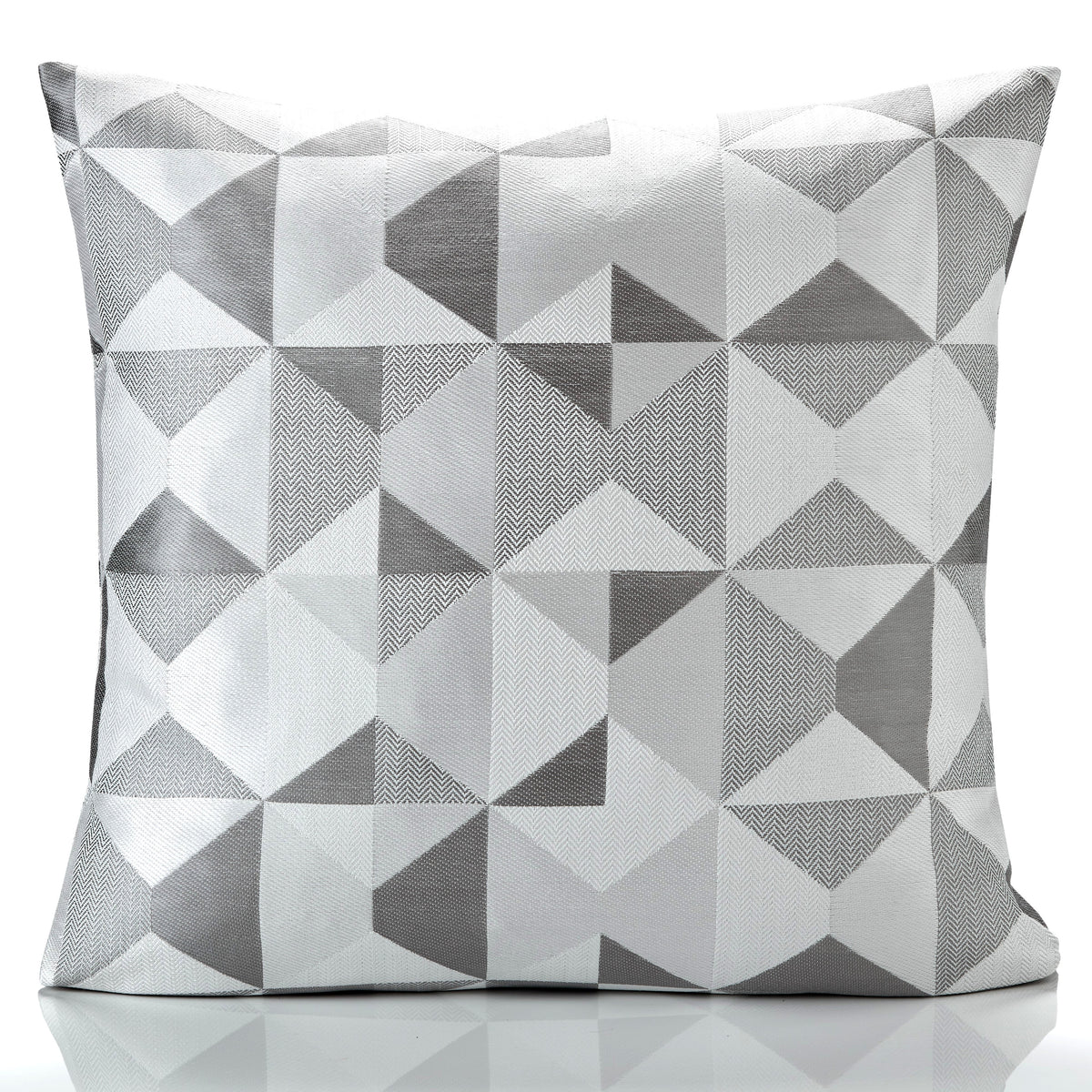 Skandi Geometric Jacquard Cushion in Silver