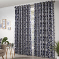 Skandi Geometric Jacquard Lined Eyelet Curtains in Navy