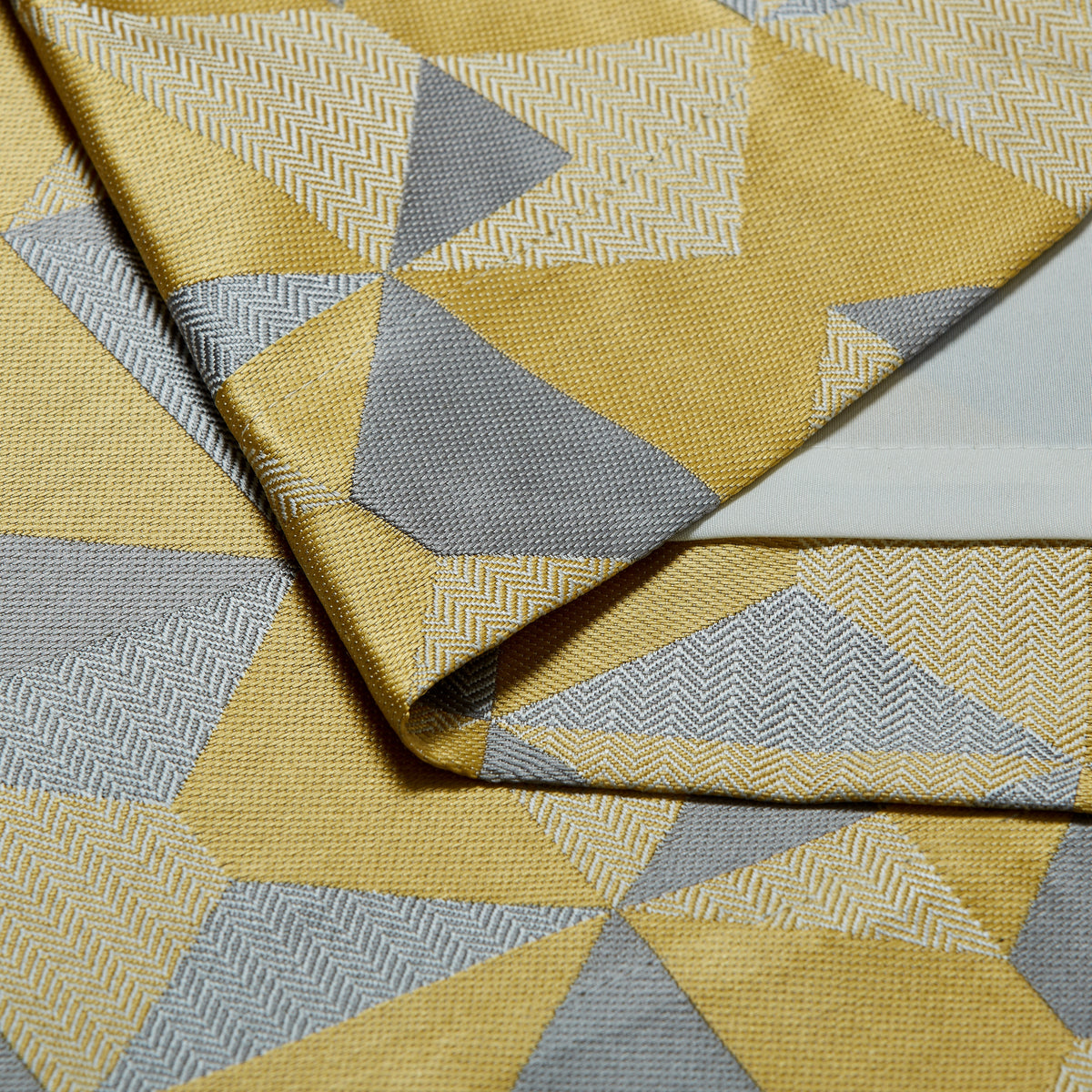 Skandi Geometric Jacquard Lined Eyelet Curtains in Ochre