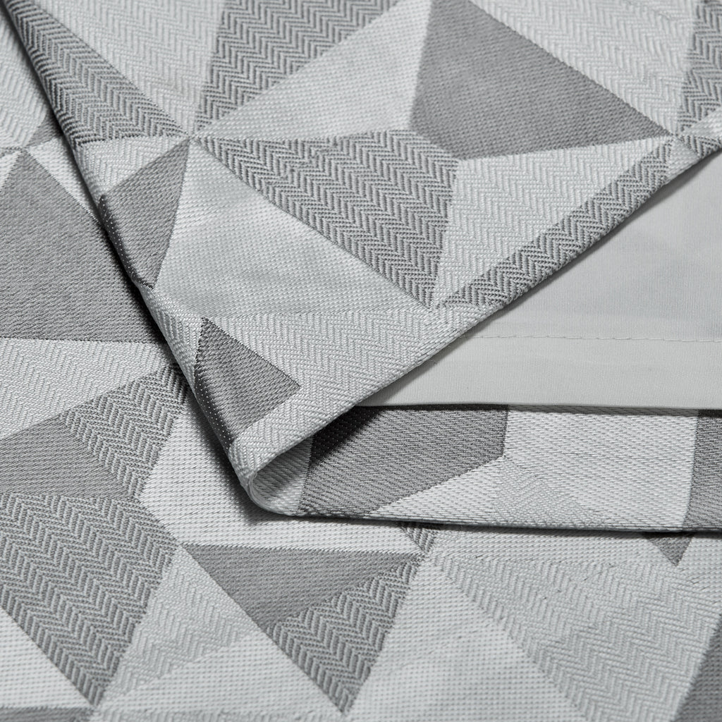 Skandi Geometric Jacquard Lined Eyelet Curtains in Silver