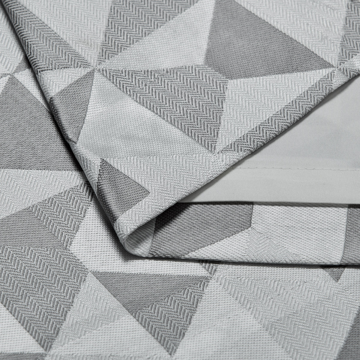 Skandi Geometric Jacquard Lined Eyelet Curtains in Silver