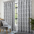 Skandi Geometric Jacquard Lined Pencil Pleat Curtains in Silver