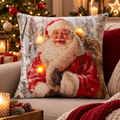 Santa LED Christmas Cushion with 3 Lights 45 x 45cm