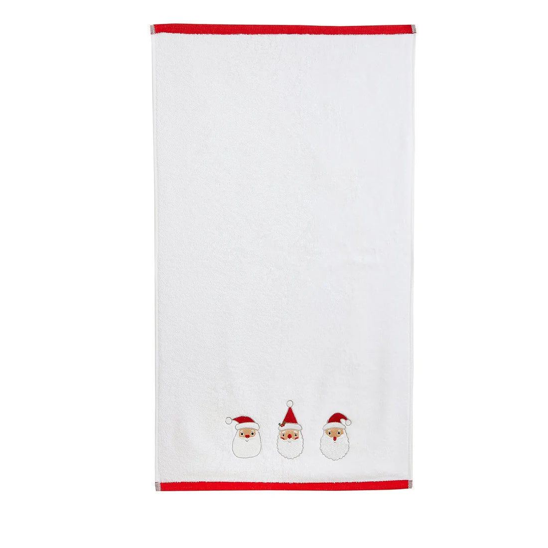 Fusion Santa Christmas Embroidered Hand Towels 2 Pack in White 50 x 90cm