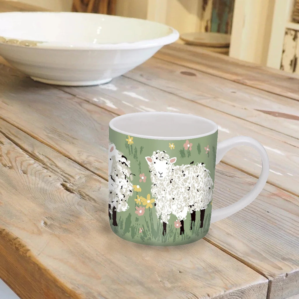 Ulster Weavers Woolly Sheep Bone China Mug in Green