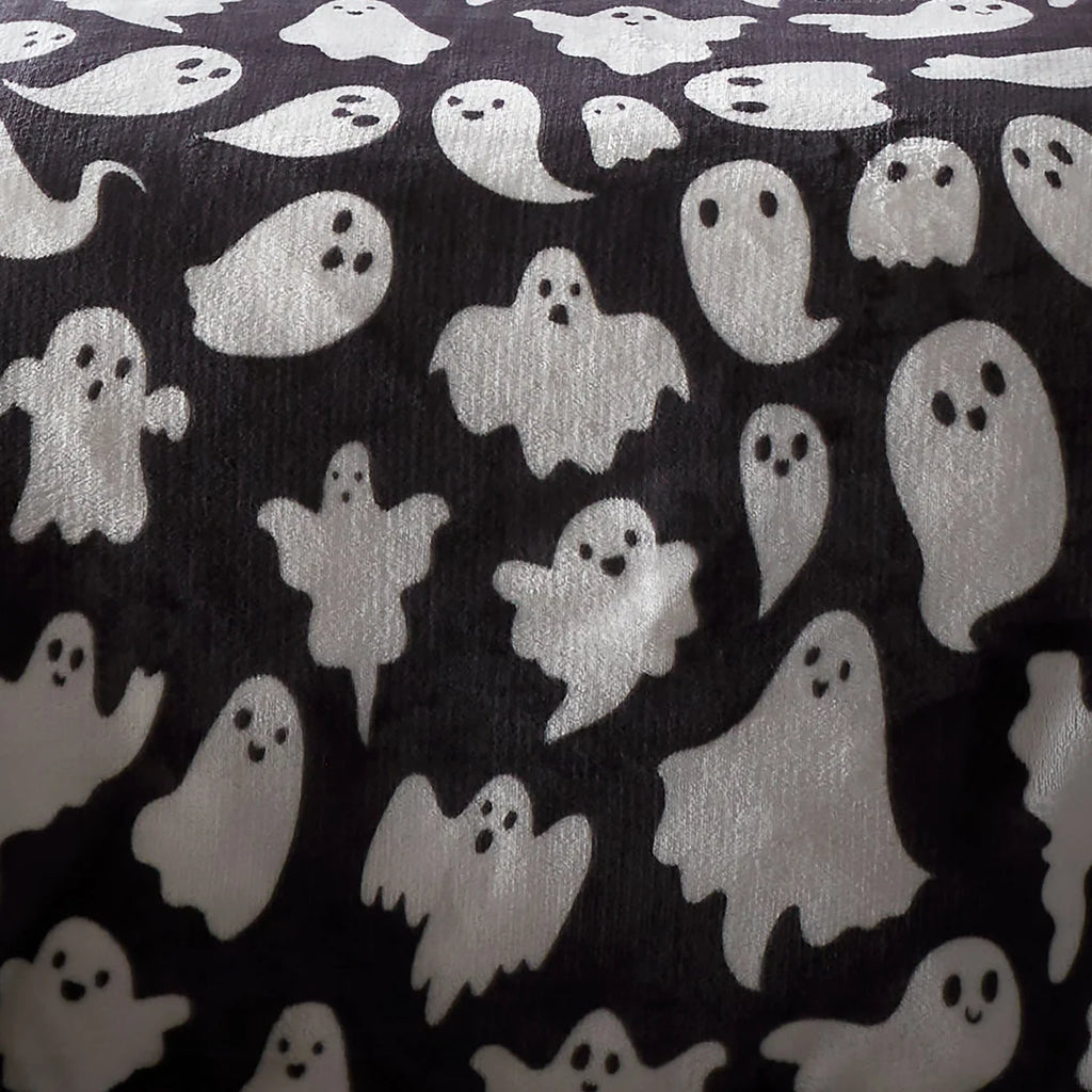 Bedlam Spooky Ghosts Halloween Sherpa Fleece Duvet Cover Set in Grey