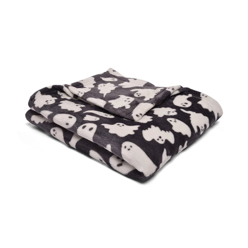 Bedlam Spooky Ghosts Halloween Throw in Grey 120 x 150cm