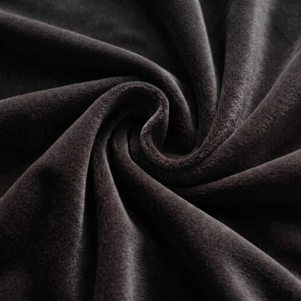 Velvet Blackout Eyelet Curtains in Black
