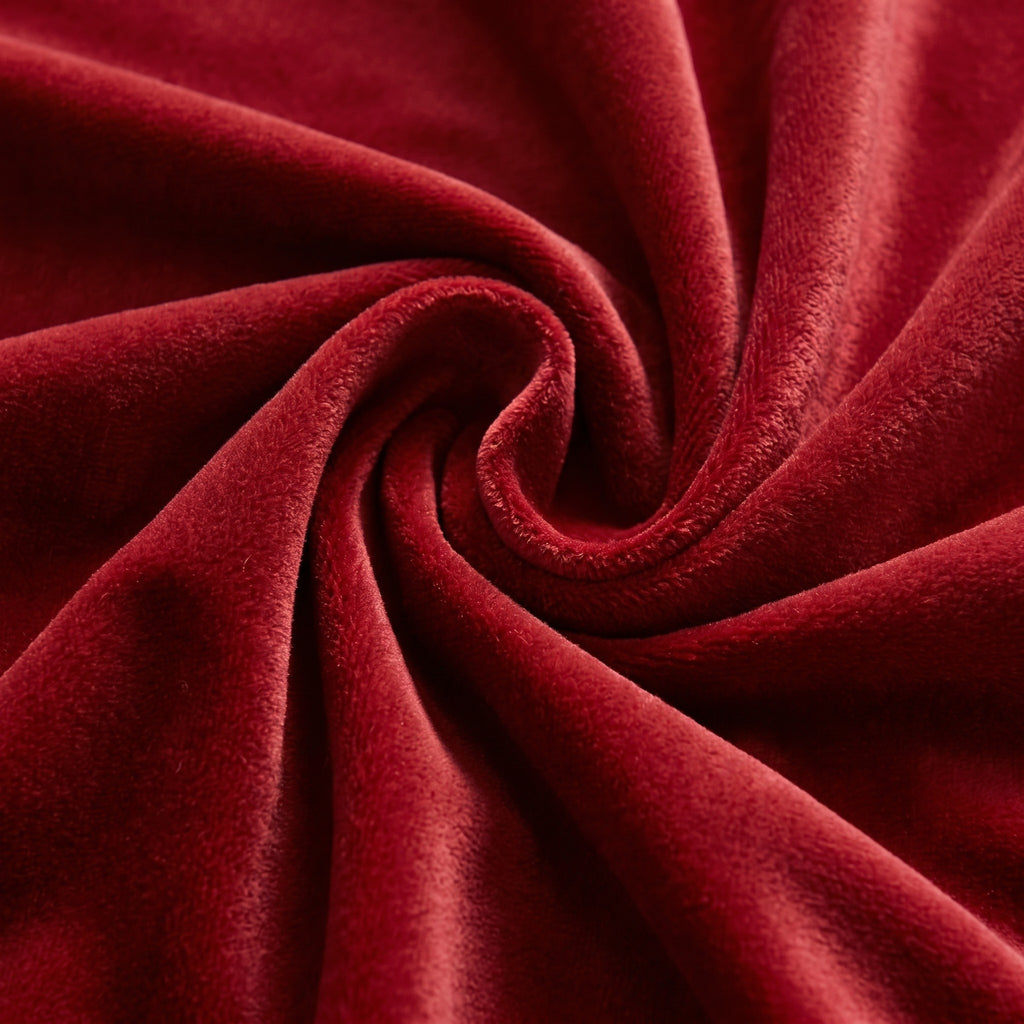 Velvet Blackout Eyelet Curtains in Red