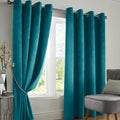 Velvet Blackout Eyelet Curtains in Teal