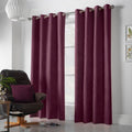 Velvet Chenille Eyelet Curtains in Aubergine