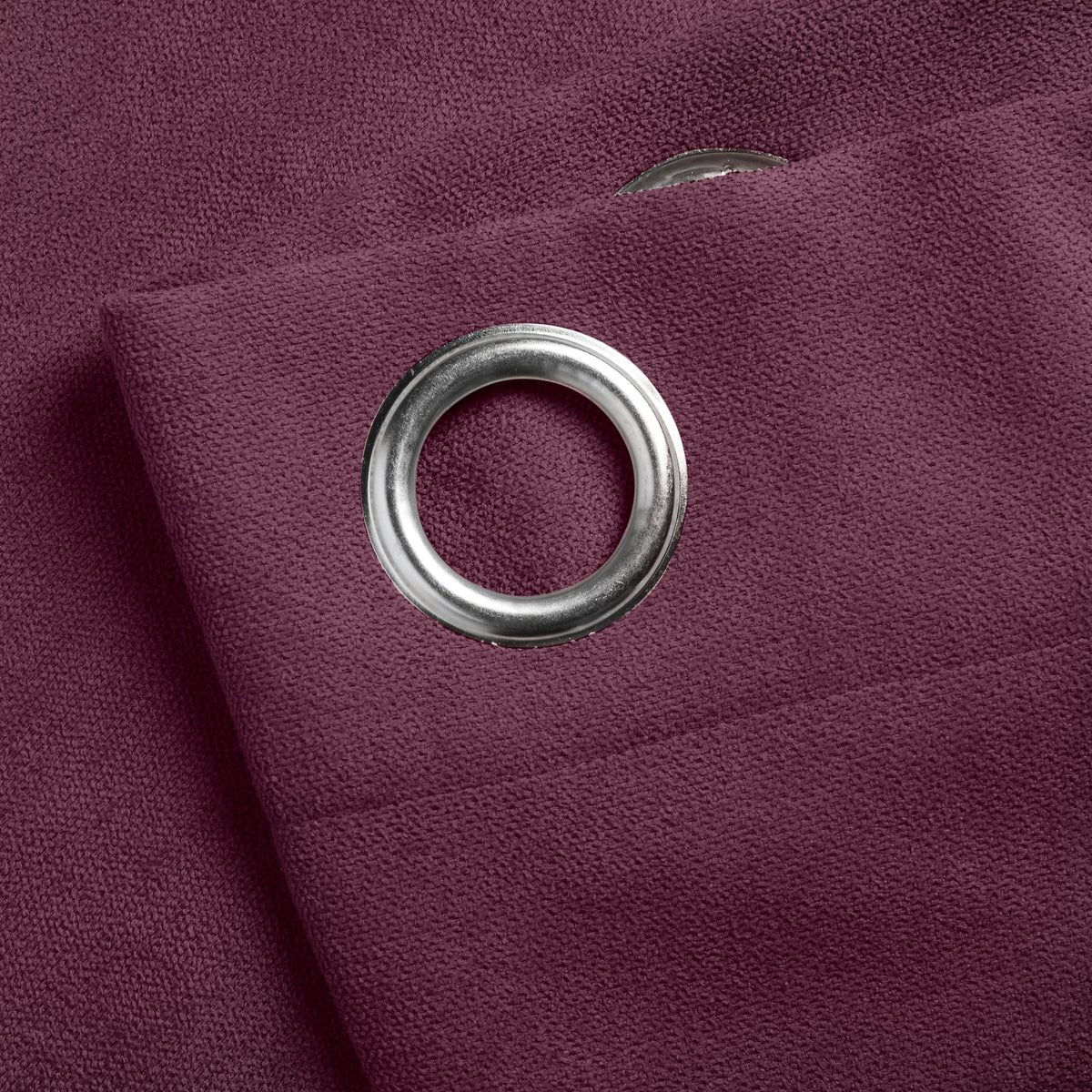 Velvet Chenille Eyelet Curtains in Aubergine