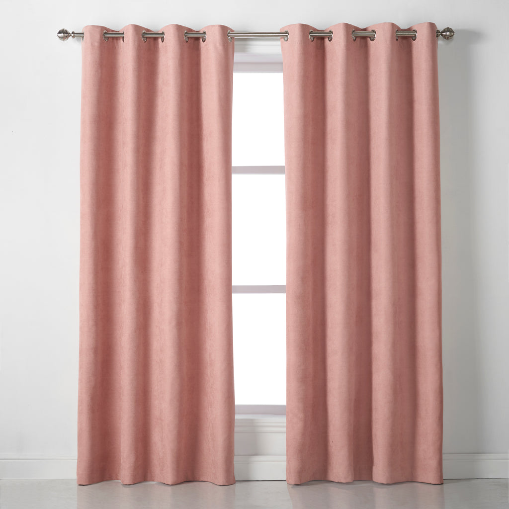 Velvet Chenille Eyelet Curtains in Blush