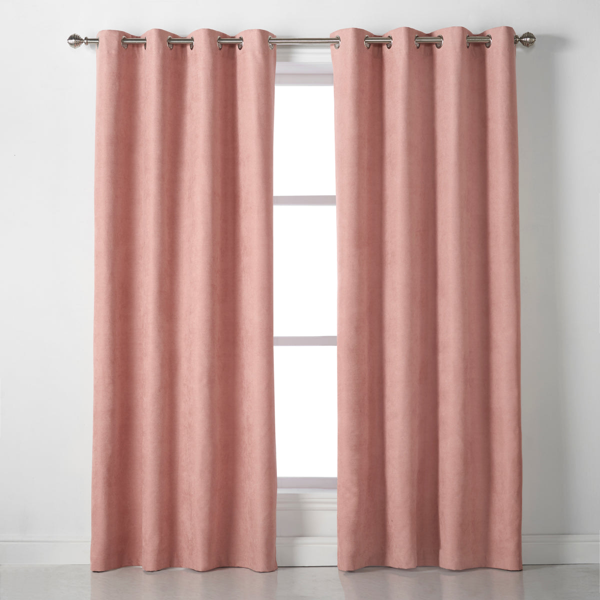 Velvet Chenille Eyelet Curtains in Blush