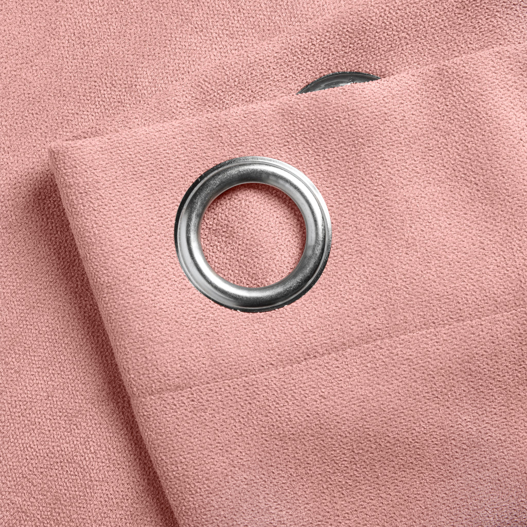 Velvet Chenille Eyelet Curtains in Blush