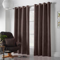 Velvet Chenille Eyelet Curtains in Chocolate