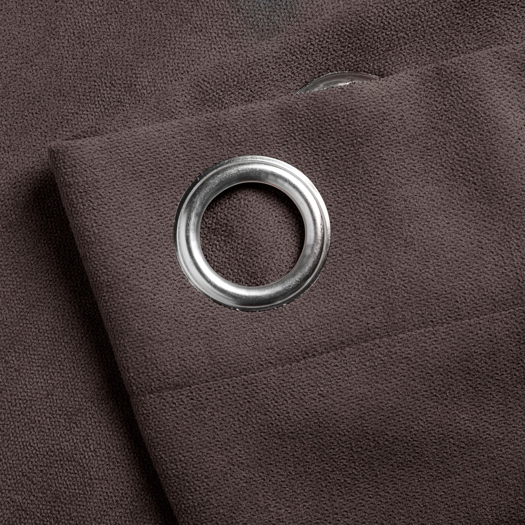 Velvet Chenille Eyelet Curtains in Chocolate