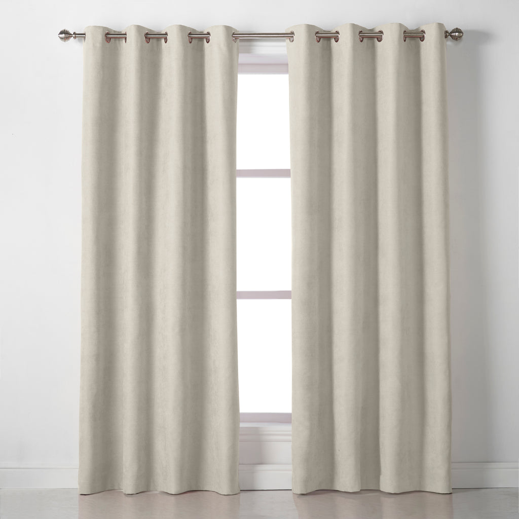 Velvet Chenille Eyelet Curtains in Cream