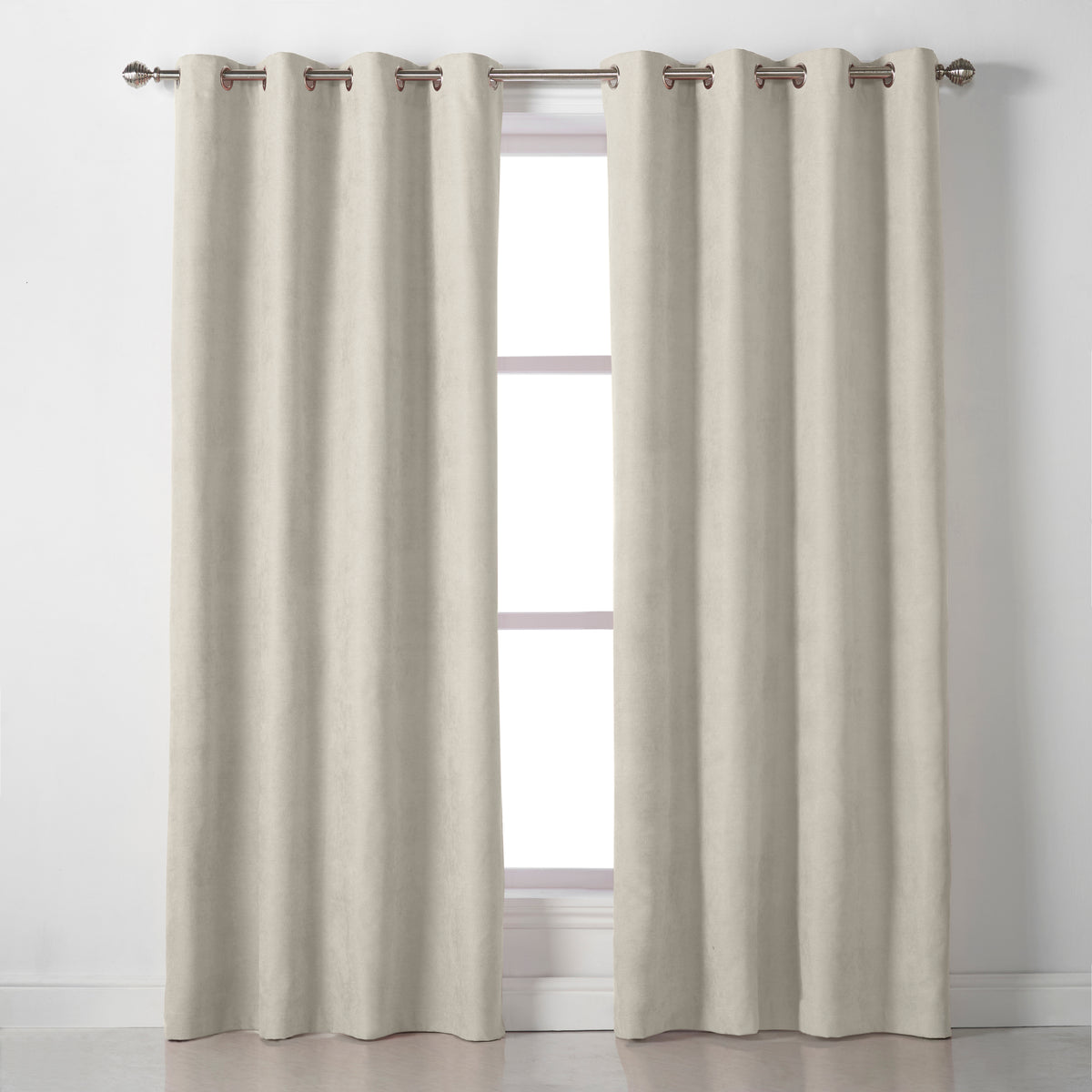 Velvet Chenille Eyelet Curtains in Cream