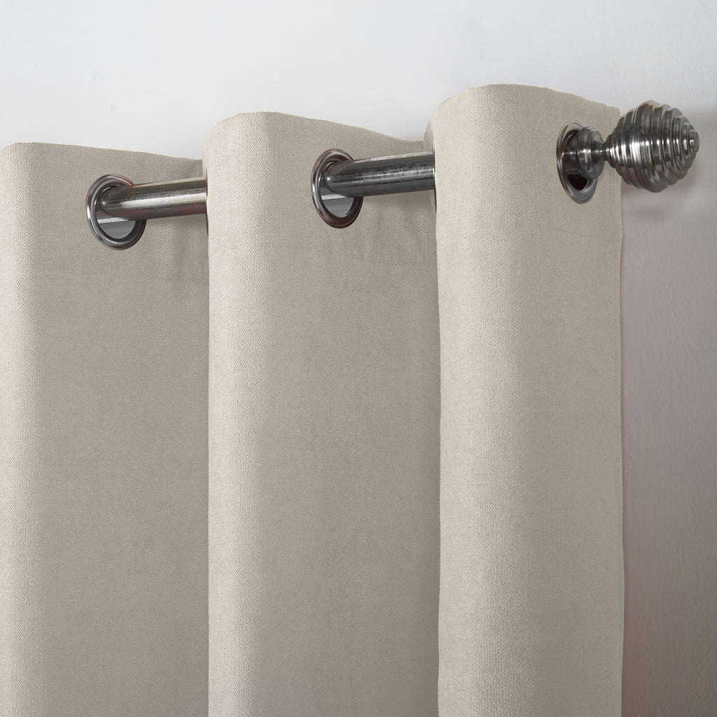 Velvet Chenille Eyelet Curtains in Cream
