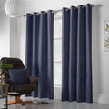 Velvet Chenille Eyelet Curtains in Navy