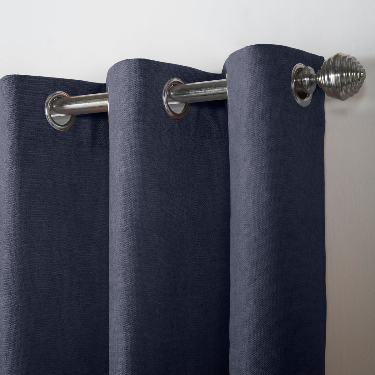 Velvet Chenille Eyelet Curtains in Navy