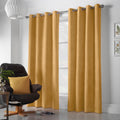 Velvet Chenille Eyelet Curtains in Ochre