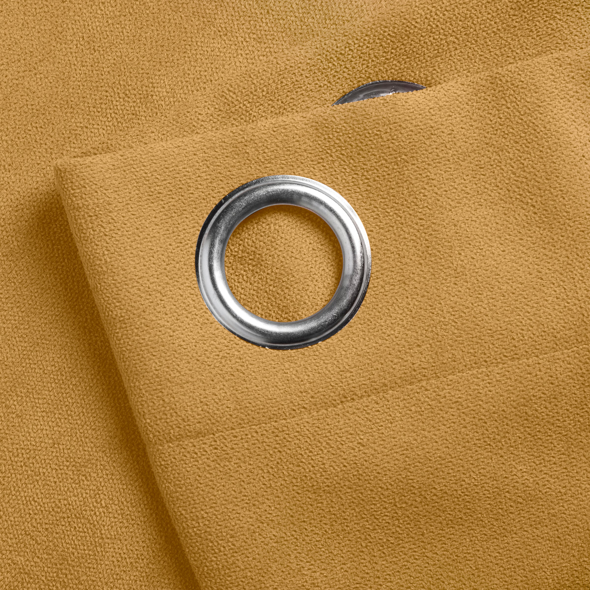 Velvet Chenille Eyelet Curtains in Ochre