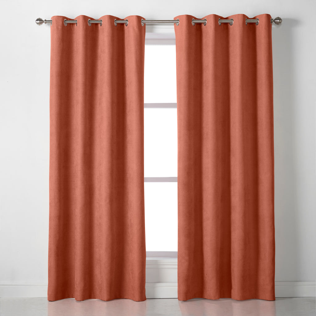 Velvet Chenille Eyelet Curtains in Orange