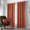 Velvet Chenille Eyelet Curtains in Orange