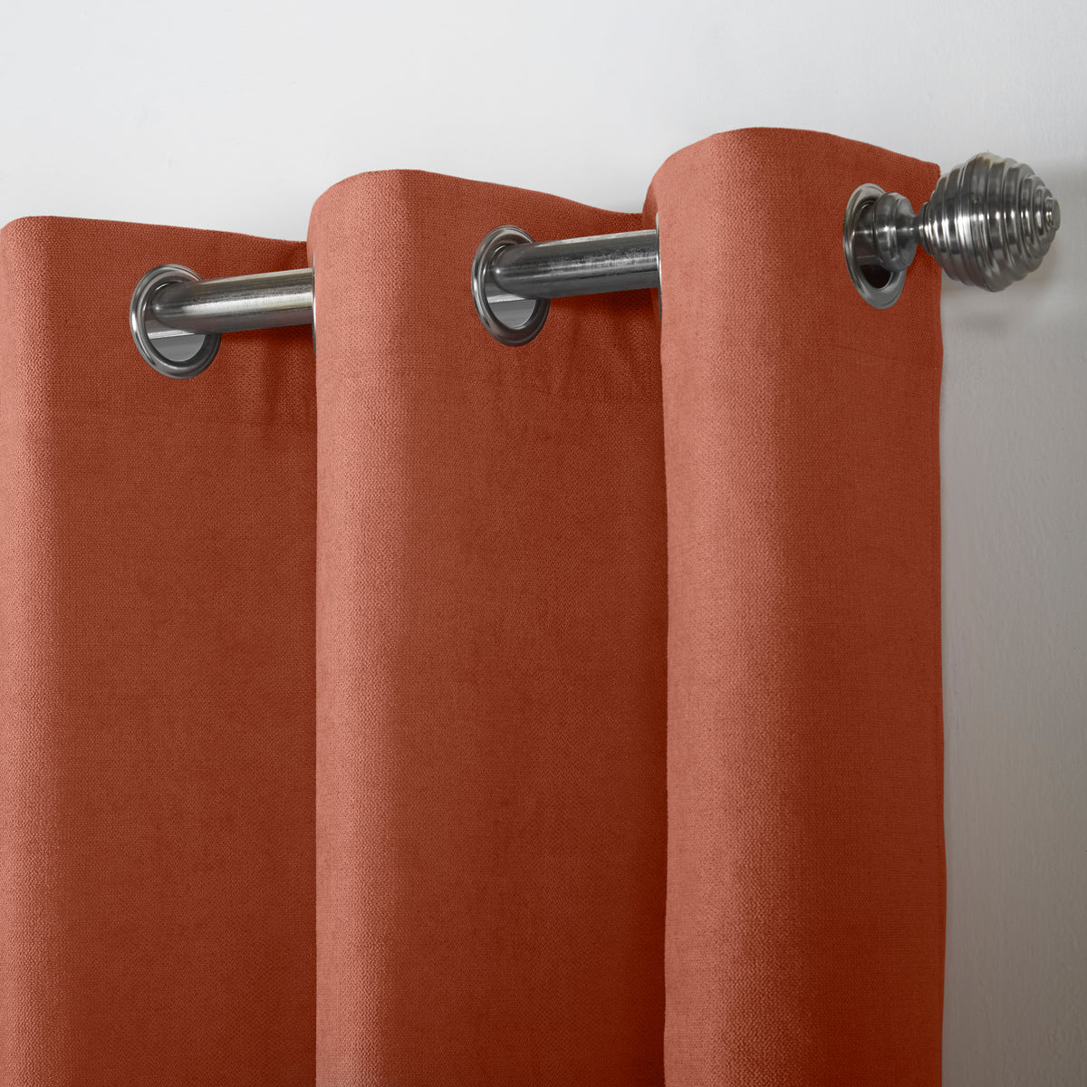 Velvet Chenille Eyelet Curtains in Orange