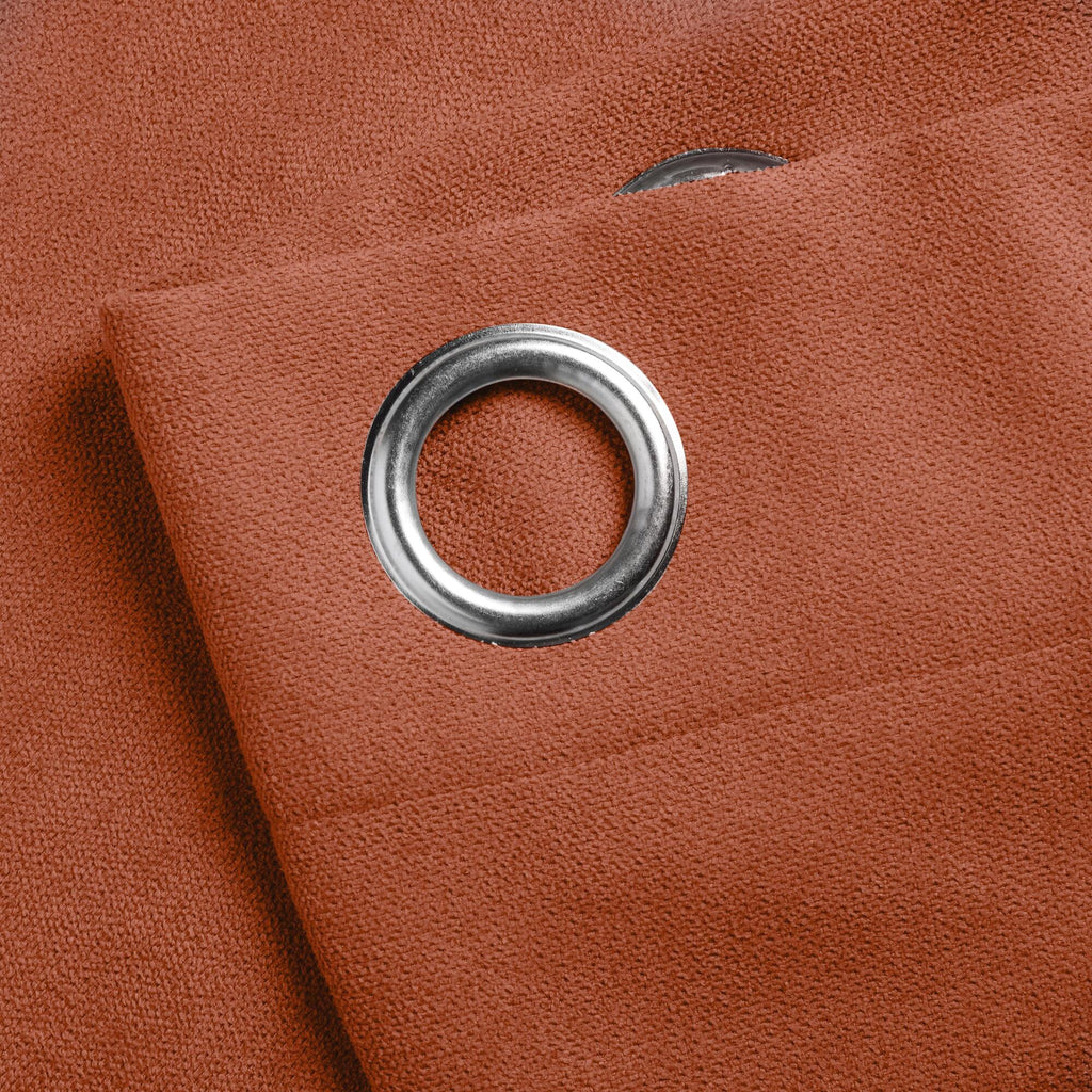 Velvet Chenille Eyelet Curtains in Orange